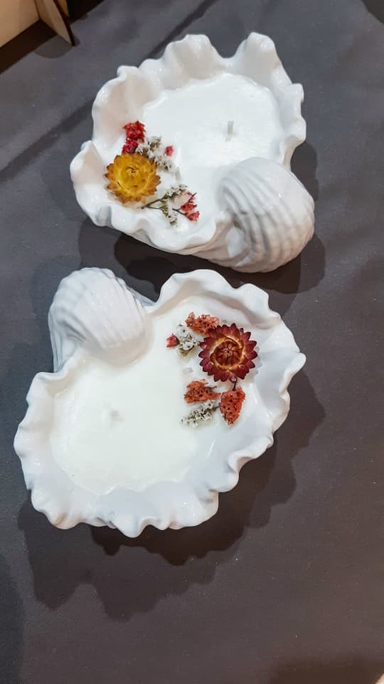 Ароматическая свеча в подсвечнике «Морская раковина»